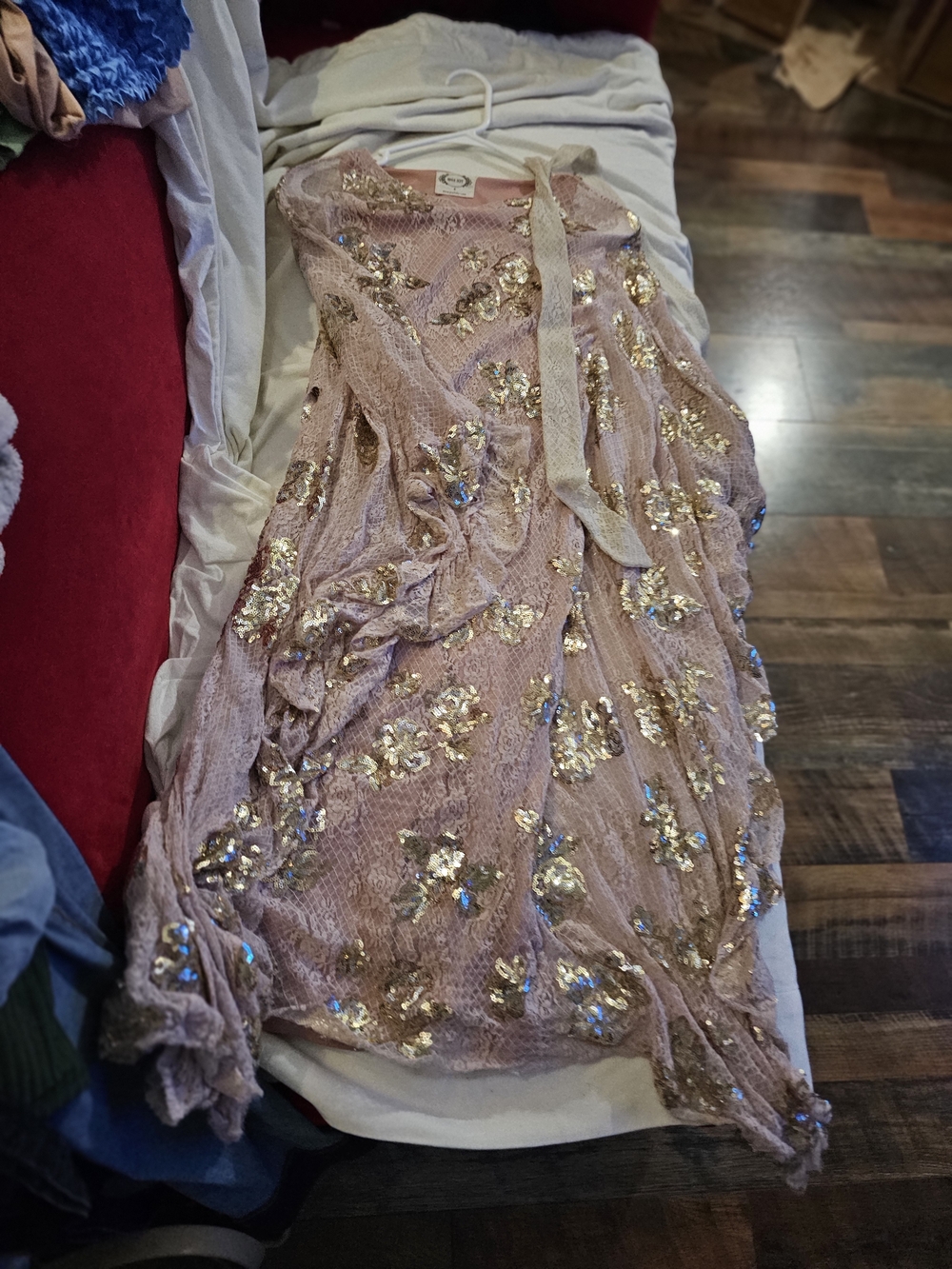 Girl's Pink Sequin Floral Evening Dress
